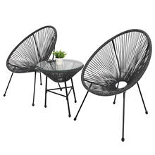 US Warehouse 3-Piece All-Weather Patio Acapulco Bistro Furniture Set with 2 Chairs & Glass Top Table Gray Outdoor Furniture 2024 - buy cheap