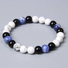 Mem homme brave healing natural white Howlite stone beads bracelet for male friends Elastic rope beaded bracelets jewelry gifts 2024 - buy cheap