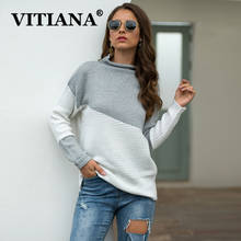 Vitiana suéter feminino manga longa, blusão feminino de malha com gola alta, roupas casuais de inverno 2019 para outono 2024 - compre barato