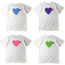 (Have eyes) новая парная футболка с вышивкой, цветная, персиковая, хлопковая футболка с коротким рукавом и круглым вырезом, мужская, женская, свободная, Повседневная футболка 2024 - купить недорого