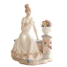 RETRO EUROPEAN PORCELAIN GIRL AND PIGEONS FIGURINE CERAMIC FEMALE STATUE DECORATION GIFT AND CRAFT ORNAMENT ACCESSORIES R2166 2024 - buy cheap