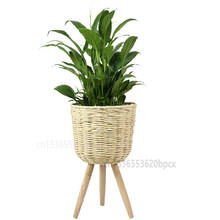 Handmade Bamboo Storage Baskets Laundry Straw Patchwork Wicker Rattan Seagrass Belly Garden Flower Pot Planter Basket 2024 - buy cheap