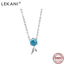 Lekani prata esterlina 925 jóias bonito peixe pingente colares para as mulheres na moda bola azul cristal colar encantos acessórios 2024 - compre barato