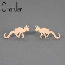 Chandler Stainless Steel Gold Color  Plated Cat Stud Earring For Girls Pet Lovers Metal Minimalist 2024 - buy cheap