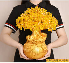 2022 GOOD LUCK  HOME lobby office Shop Company FENG SHUI Money Drawing Talisman Good luck Gold crystal Wealth Money tree statue 2024 - buy cheap