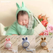 Dvotinst Newborn Baby Girls Boys Photography Props Knitted Hats Cute Rabbit Bonnet Fotografia Accessories Studio Photo Props 2024 - buy cheap