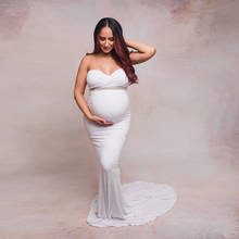 Vestido largo de maternidad sin hombros para sesión de fotos de mujeres embarazadas, maxivestido Sexy para fotografía de embarazo, para Baby Shower 2024 - compra barato