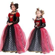 Adulto feminino vermelho rainha dos corações traje sexy alice no país das maravilhas traje da rainha halloween carnaval uniforme para meninas crianças 2024 - compre barato