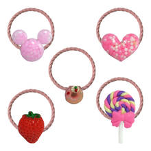 1Pcs Sweet Cute Resin Elastic Hair bands Ring Cartoon Girls Hair Accessories Lollipop Cute Donut Strawberry Kids Christmas Gifts 2024 - buy cheap