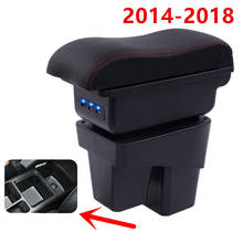 Para Honda Fit Jazz caja de reposabrazos de tercera generación caja de almacenamiento de contenido de tienda central con soporte de copa Cenicero interfaz USB 2014-2017 2024 - compra barato