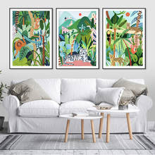 Настенные плакаты с леопардовым принтом джунглей, скандинавские картины на холсте с иллюстрациями, для гостиной, домашний декор 2024 - купить недорого