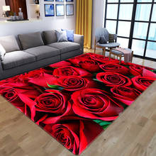 Alfombra 3D de flores rosas para sala de estar, dormitorio, alfombras grandes para comedor, alfombrilla antideslizante para habitación de bebés y niños, alfombra roja para puerta del hogar 2024 - compra barato