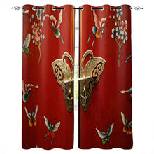 Cortinas modernas para sala de estar porta borboleta flor metal vermelho quarto cozinha cortina decoração casa janela cortinas 2024 - compre barato