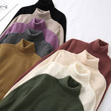 Turtleneck Women Thick Knitted Pullovers Sweater Fashion Autumn Winter Soft Jumper Korean Slim Long Sleeve Girls Basic Tops 2024 - buy cheap