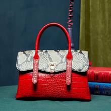 Classic Python Pattern Women Genuine Leather Purses Handbags Luxury Designer Female Totes Large Capacity Crossbody Shoulder Bag 2024 - buy cheap