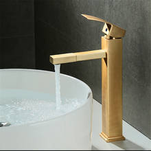 Bathroom Basin Faucets Solid Brass Sink Mixer Tap Hot & Cold Lavatory Crane Vessel Single Handle Rotatable Brushed Gold 2024 - buy cheap