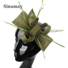 Imitation Sinamay Wedding Mesh Headwear Women Hairpin Fascinator Hats With Fancy Feather Hair Accessories Female Headdress 2024 - buy cheap