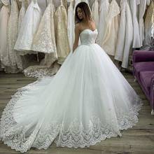 Vestido De Noiva Sweetheart Sash Tulle Appliques Lace Mariage Bride Ivory White Ball Gown Wedding Dresses 2020 2024 - buy cheap