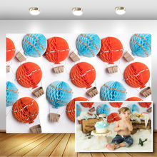 Red And Blue Hot Air Balloons Photography Background Newborn Baby 1st Birthday Photo Props Studio Booth Background 2024 - buy cheap