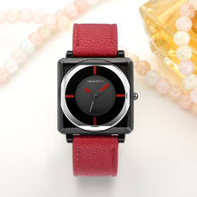 Relógio de pulso feminino com pulseira de couro, relógio fashion quadrado para mulheres, cristal, vestimenta, quartzo, 2019 2024 - compre barato