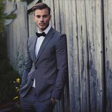 Elegant Grey Men Suits For Wedding Groom Tuxedos Best Man Party Prom Man Blazer 2 Pieces Street Wear Smart Business Men Jacket 2024 - buy cheap
