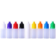 Botella de plástico vacía con gotero, botella rellenable con forma de gotas para ojos, tapa colorida para muestra, 5ml, 10ml, 10 unids/lote 2024 - compra barato