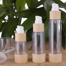 Botellas Vacías de bambú con bomba de vacío, 20ml, 30ml, 50ml, 80ml, 100ml, 120ml, para maquillaje, crema, suero, loción, cuidado de la piel, 10 unids/lote 2024 - compra barato