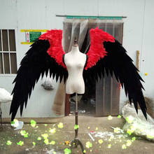 Alas de plumas para escenario de halloween, accesorio de pluma de Ángel grande negro y rojo para fiesta, modelo adulto para espectáculo de tiro, Cosplay 2024 - compra barato