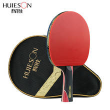Huieson 5 Star Black & Red Carbon Fiber Table Tennis Racket Double Pimples-in Rubber Pingpong Racket for Teenager Player 2024 - buy cheap