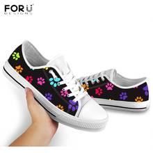 FORUDESIGNS Colorful Pet Dog/Puppy Paw Printing Shoes Women Spring/Autumn Low Top Lace Up Canvas Shoes Breath Ladies Footwear 2024 - buy cheap