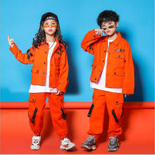 Kids Hip Hop Clothing Orange Jacket Coat Top Running Casual Pants Girls Boy Jazz Dance Costume Ballroom Clothes Wear Outfit 2024 - buy cheap