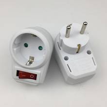 Enchufe de conversión europeo de 1 a 1 vía, adaptador de corriente con interruptor, 16A, CA 250V, enchufe de viaje de la UE 2024 - compra barato