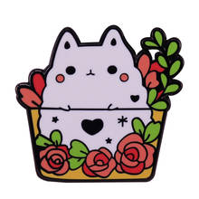 Cute Cat in a Planter Enamel Pin Beautiful Flower Charm for Your Jackets Bag or Shirt 2024 - buy cheap