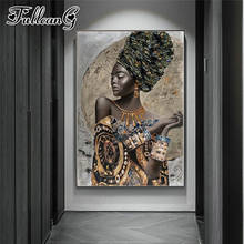 Набор для вышивания с абстрактной Африканской девушкой FULLCANG, 5d алмазная живопись «сделай сам», квадратная круглая картина с изображением Африканской девушки, FC3583 2024 - купить недорого
