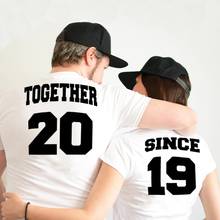 Summer Valentine's Gift Together Since Anniversary Couple Tshirt Casual Short Sleeve Couple Shirt Clothes for Lover 2024 - buy cheap