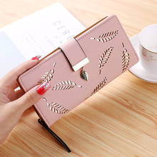Hollow Tree Leaves Long Purse PU Leather Large Capacity Wallets for Women 2024 - buy cheap