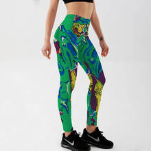 Qickitout-Leggings con estampado Digital de cómics verdes para mujer, pantalones deportivos de realce para gimnasio, Fitness 2024 - compra barato