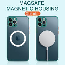 Metel capa protetora magnética para iphone, para iphone 12 pro max mini para 11 x xs xr 8 magsafe capa traseira sem fio e à prova de choque 2024 - compre barato