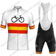 Conjunto de Ropa de Ciclismo para hombre, Jersey con bandera española, traje de bicicleta de carretera, Tops, pantalones cortos, Maillot, 2021 2024 - compra barato