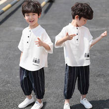 Summer Children Baby Boys Kids Clothes 2021 New Cotton Linen Short Sleeve Shirts + Shorts Two Piece Set Vetement Enfant Garcon 2024 - buy cheap