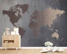Personalizado quarto das crianças parede 3d papel de parede mapa do mundo nórdico abstrato dourado decoração retro 3d 2024 - compre barato