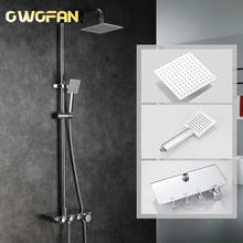 Rainfall Thermostatic Chrome Shower Faucet Set Modern Simple Bathroom Mixer Taps With Hand Shower Square Head Shower Set 88321 2024 - buy cheap