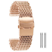 Pulseira de malha de aço inoxidável, 18/20/22/24mm, fecho dobrável, pulseiras de relógio de alta qualidade, ouro rosa/azul, pulseiras de relógio 2024 - compre barato