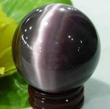 Ym 309 esfera de cura de cristal roxo olho de gato, esfera com suporte de 50mm 2024 - compre barato