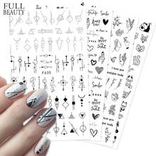 3D Nail Stickers Black Lines Geometric Leaves Heart Nail Design Adhesive Sliders for Manicure Decoration Art Decals CHF634-643 2024 - купить недорого