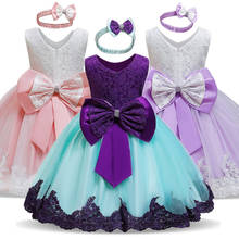 Платье для маленьких девочек праздничное платье-пачка принцессы для маленьких девочек, платье на крестины платье для первого дня рождения кружевное платье с бантом для новорожденных, Vestidos 2024 - купить недорого