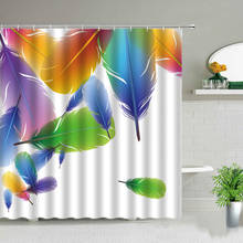 Cortinas de ducha con patrón de plumas de arte colorido, juego de cortina de tela impermeable para el baño del hogar, impresión 3d, decoración de bañera 2024 - compra barato