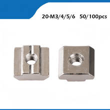 50/100pcs T Sliding Nut block M3 M4 M5 for 2020 Aluminum Profile slot 6 Zinc Coated Plate Aluminum Accessories M3 M4 M5 2024 - buy cheap