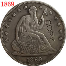 США 1869 P, S SEATED LIBERTY половина копия доллара монеты 2024 - купить недорого