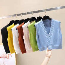 Autumn Sweater Vest Women's Vest Sweater Korean Elegant Student V-neck Pullover Slim Casual Knitting Tops Outerwear Vests 2024 - buy cheap